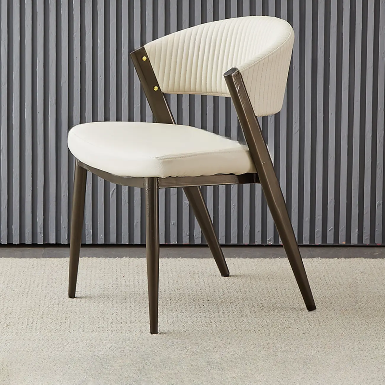 Glam Modern Low Back Faux Leather Dining Chair