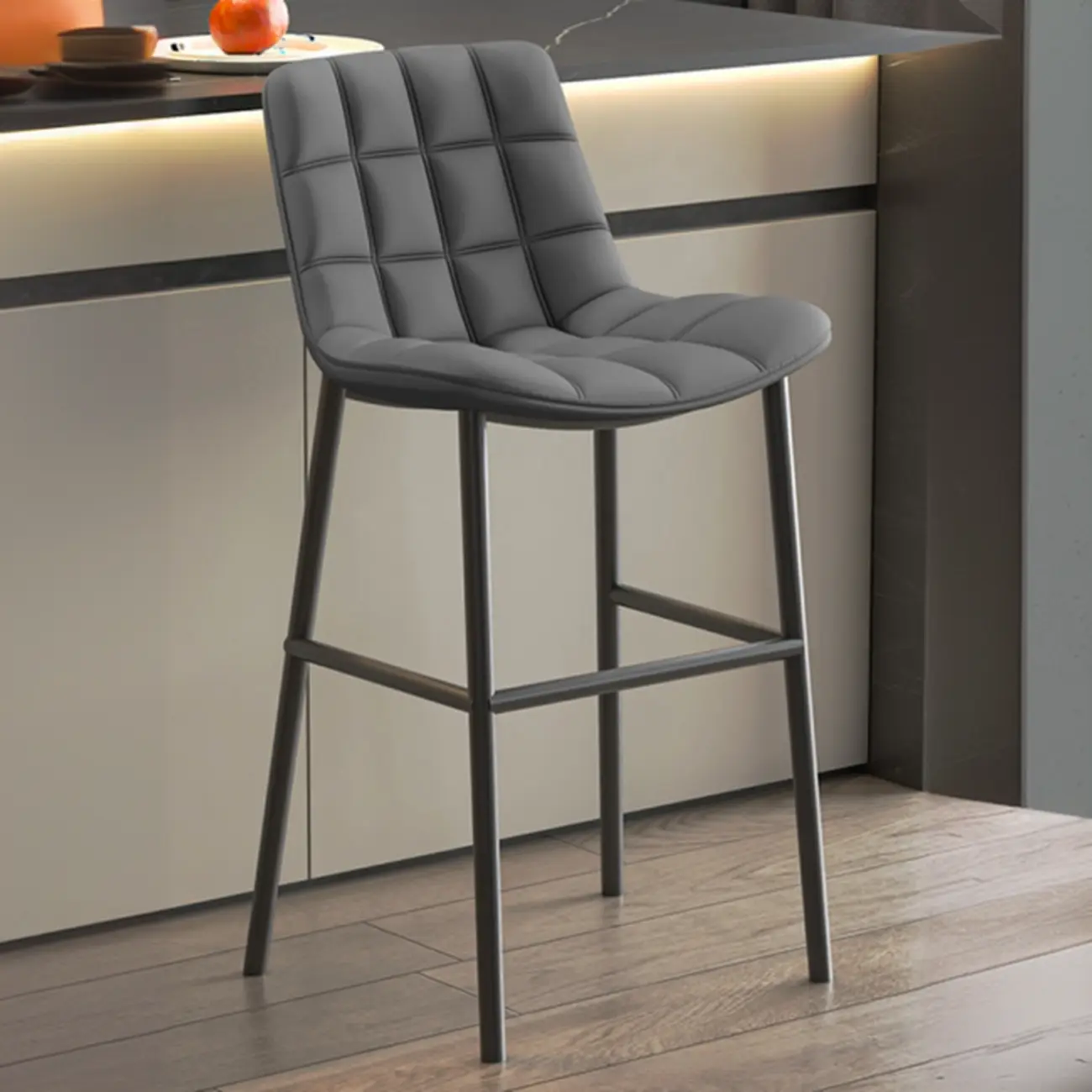 Concave Modern Low Back Leather Counter Bar Stools