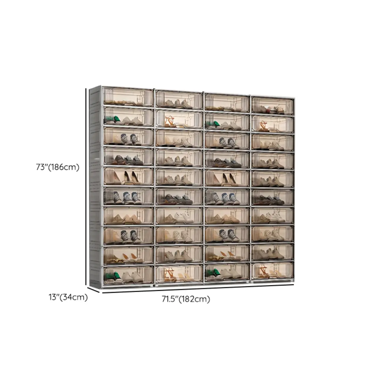 Durable Flip-up Glam Plastic Clear Shoe Boxes Stackable