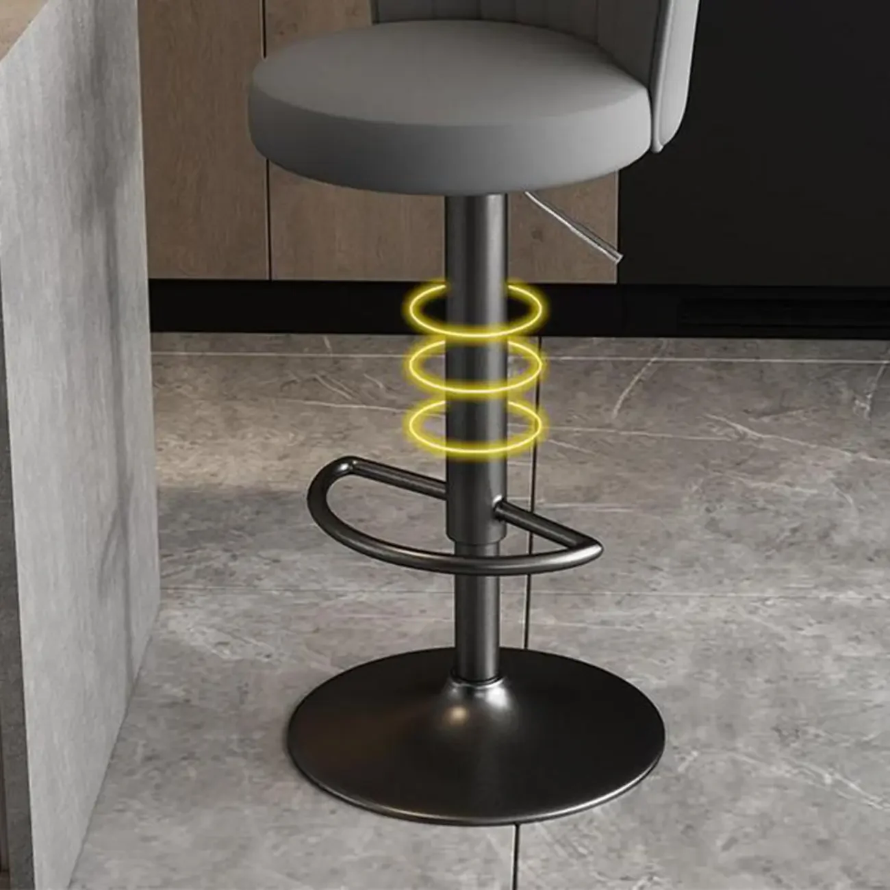 Modern Leather Adjustable Swivel Bar Stools with Back