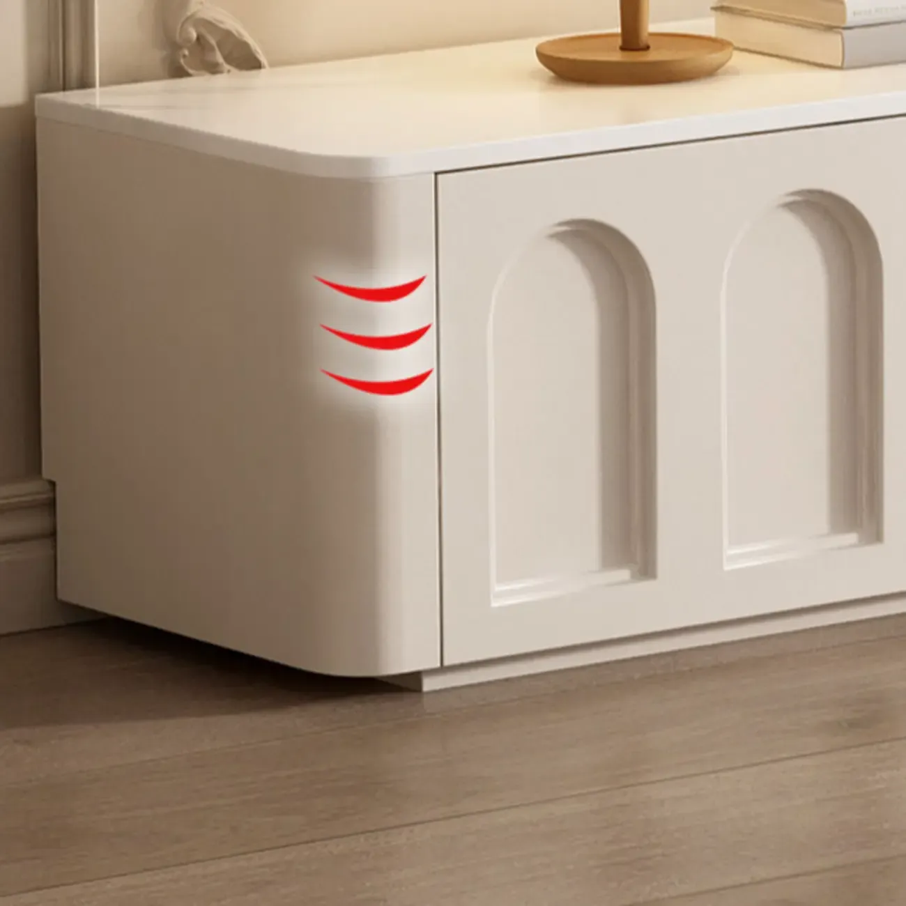 White Modern Long Wooden TV Stand with Drawers