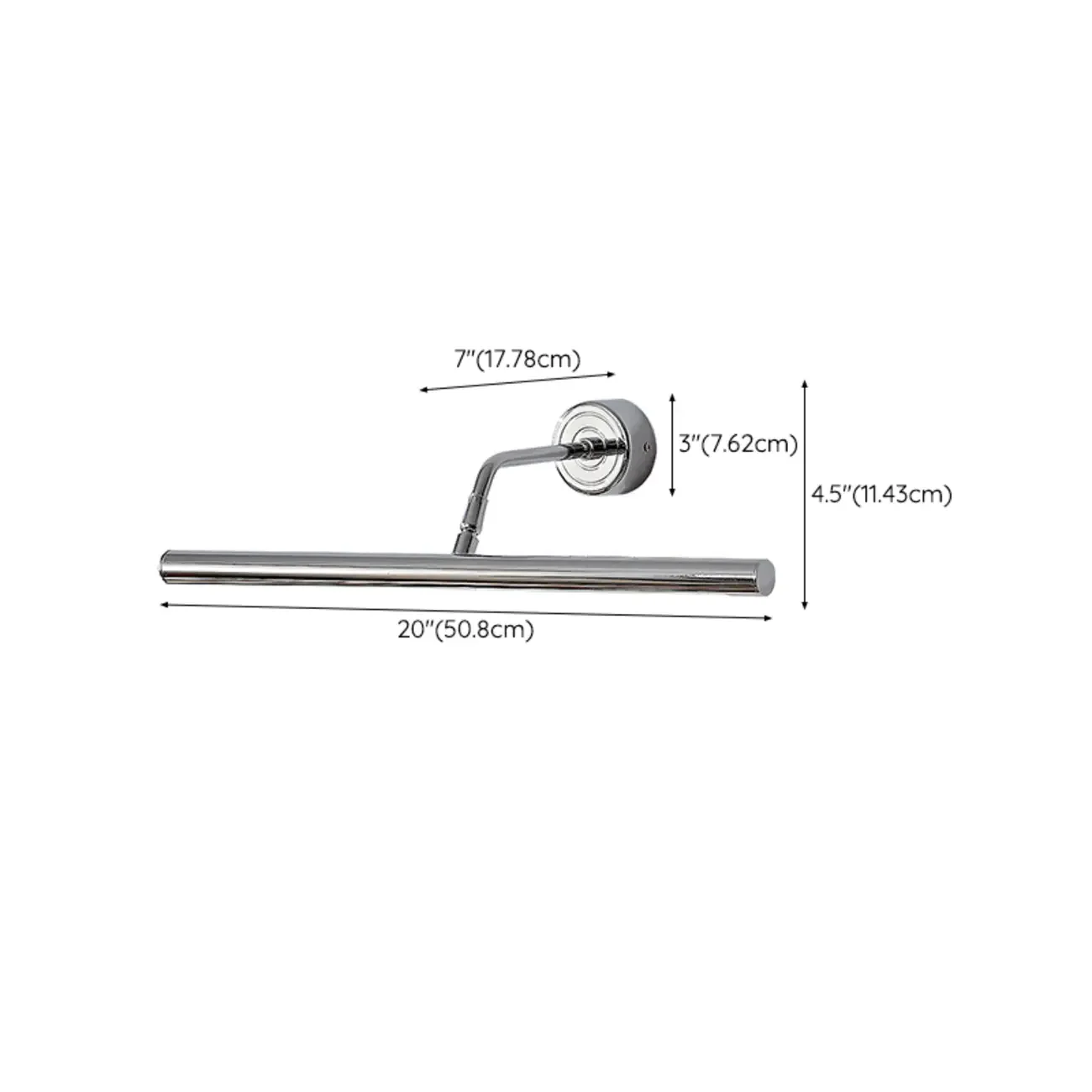 Modern Silver Metal tubular LED Wall Lamp with Angled Arm