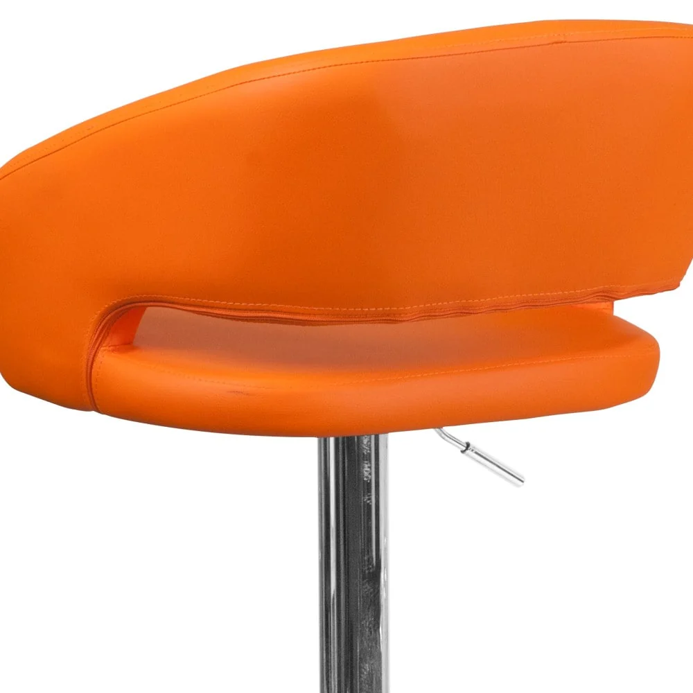 Modern Upholstered Adjustable-Height Barstool with Rounded Back