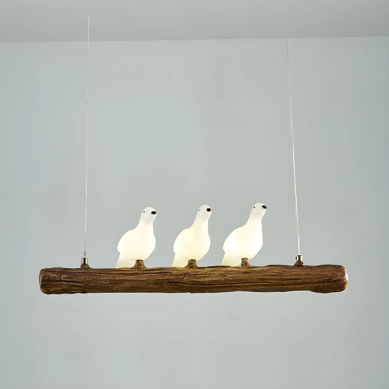 Rustic Wood LED Bird Island Chandelier