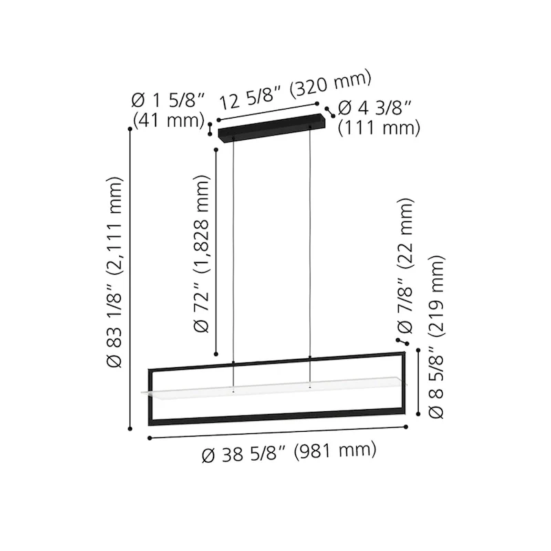 Farneta - 1-Light LED Linear Pendant - Structured Black Finish - Satin Acylic Shade