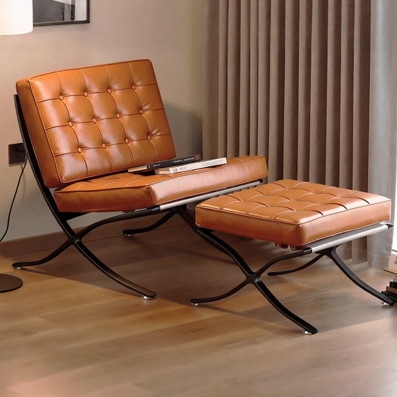 Mid-Century Modern  Leather Lazy Lounge Accent Chair