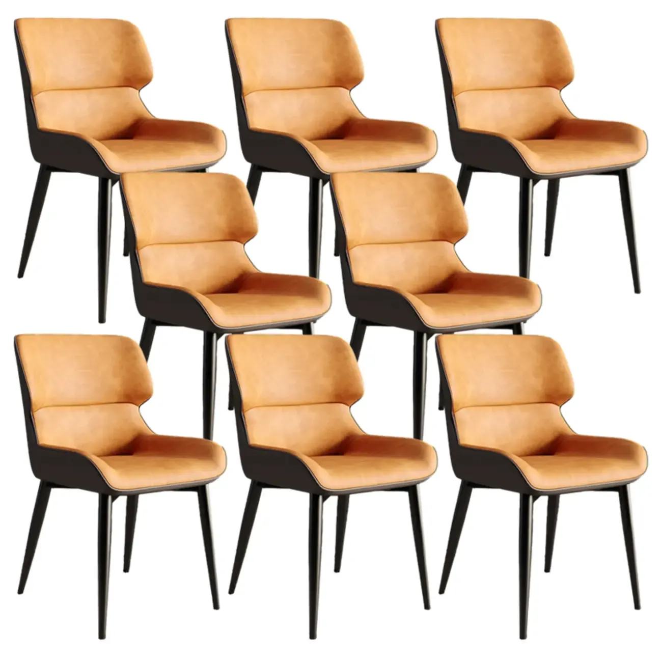 Leather Low Solid Back Armless Dining Side Chair