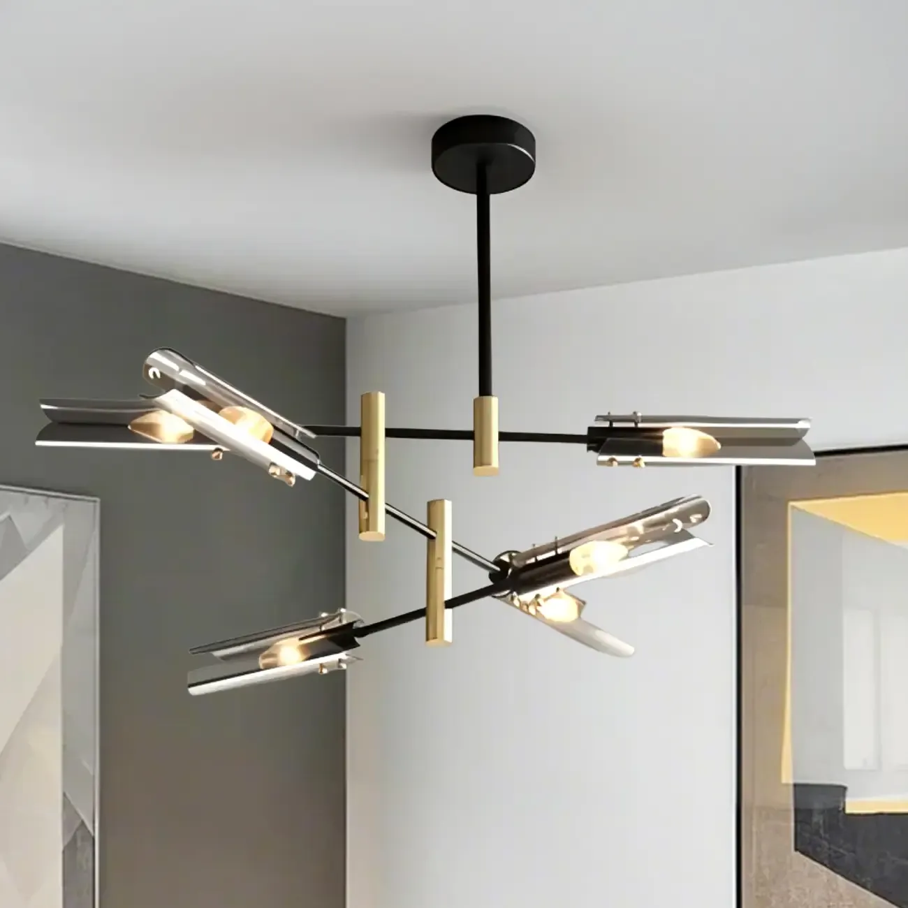 Modern Industrial Linear Chandelier with Adjustable Height