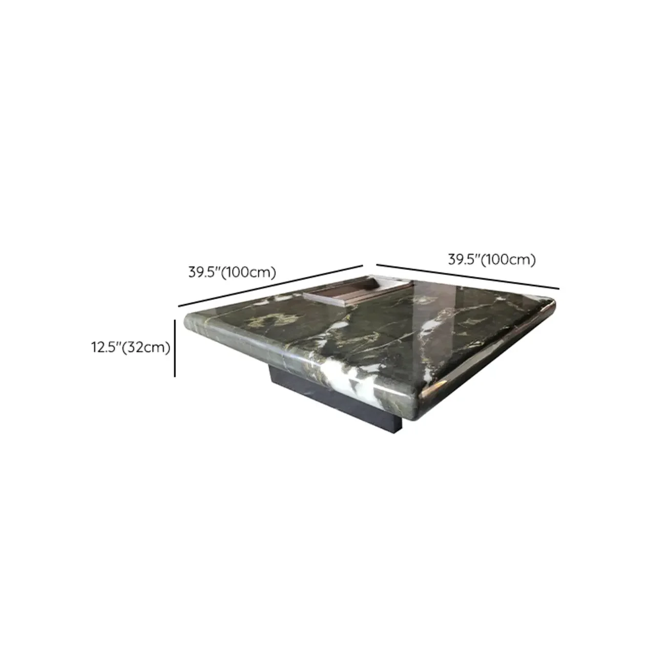 Modern Marble Black Rectangular Sleigh Coffee Table