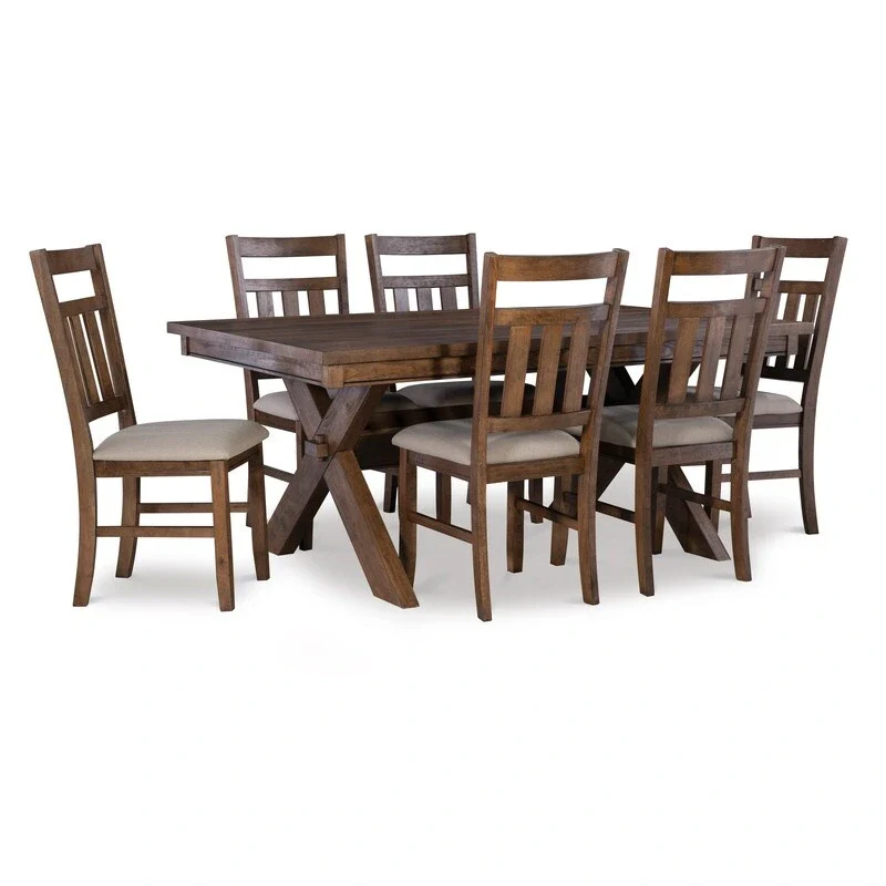 Chester Rustic Wood Farmhouse 7 Piece Dining Set