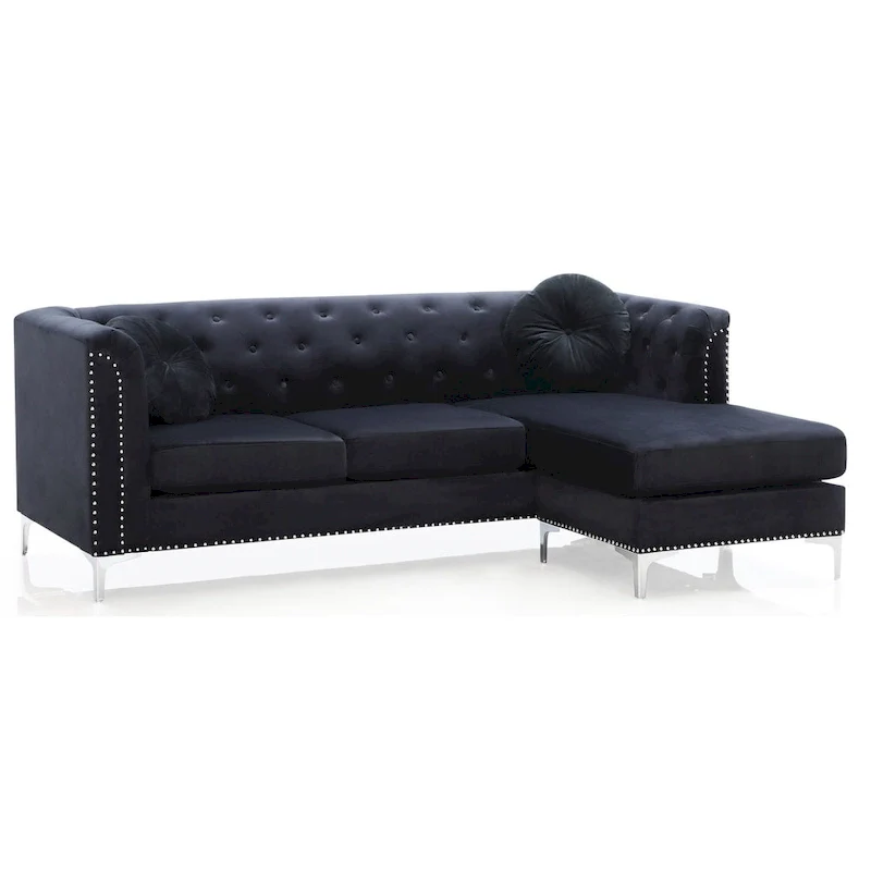 Pompano Velvet Button Tufted Sofa with Chaise