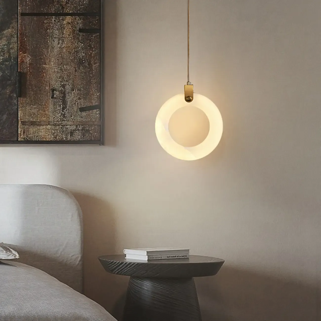 Adjustable Gold Metal Circle Hanging Pendant Light