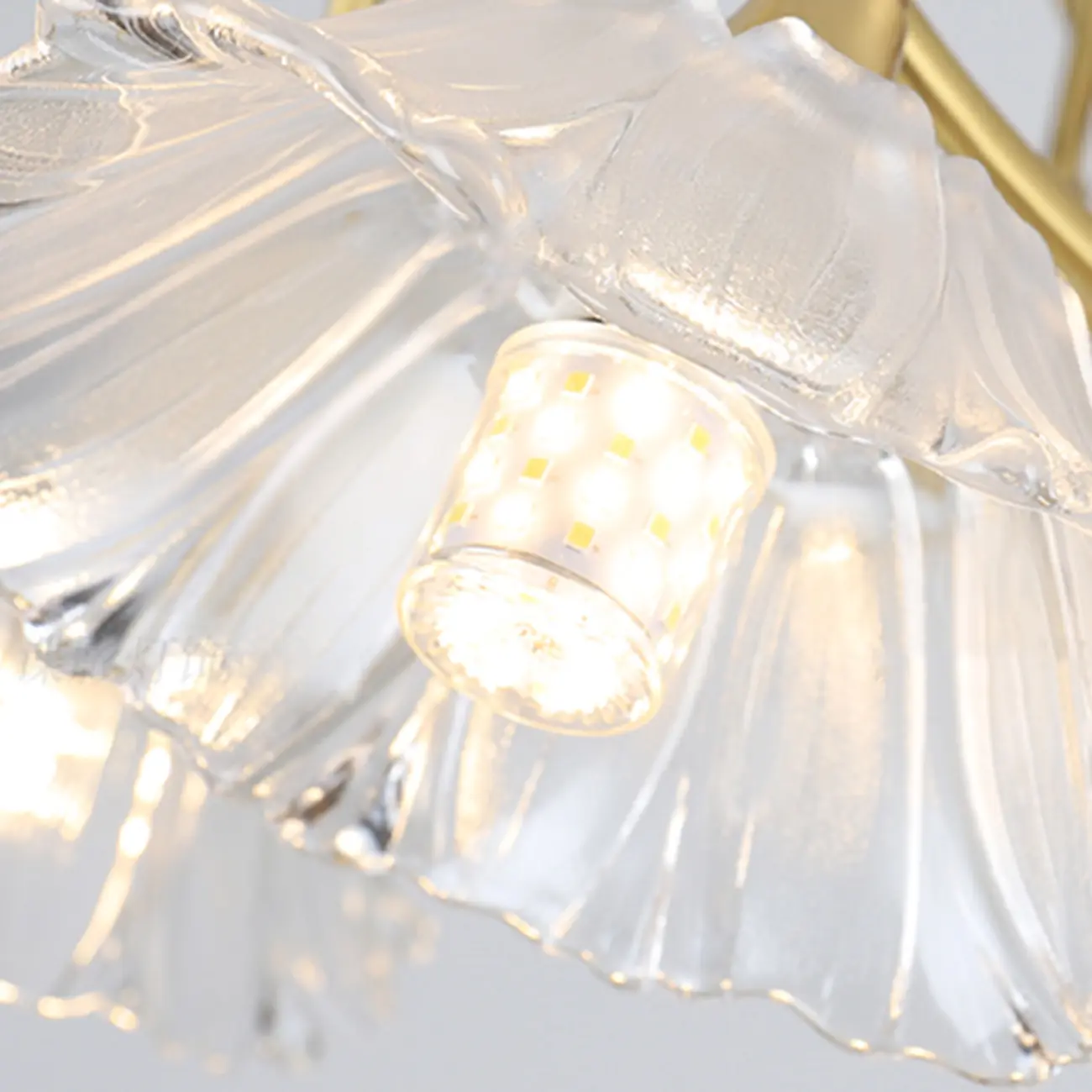 Flower Shaped Modern Gold Semi-Flush Ceiling Light with 3-Light