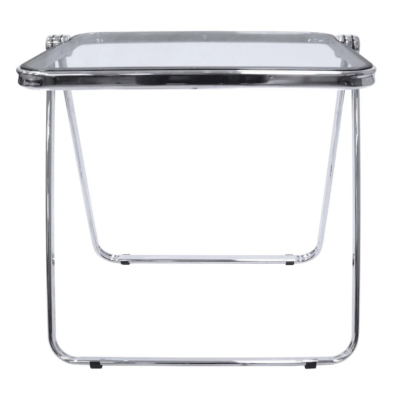 LeisureMod Lawrence Square Plastic Folding End Table with Iron Frame