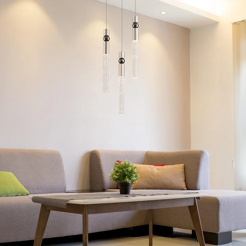 3-Light LED Crystal Pendant Light, Dimmable Ceiling Hanging Light Fixture