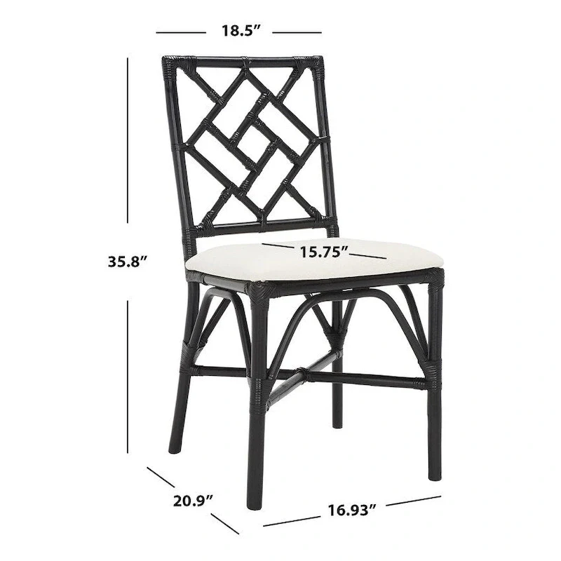 SAFAVIEH Maye Rattan Accent Chair with Cushion (Set of 2) - 18.5 W x 20.9 L x 35.8 H - 19Wx21Dx36H