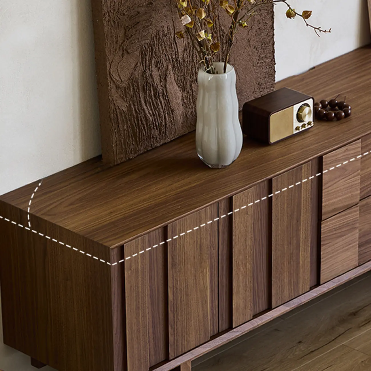 79 Living Room 2-Ter Brown Solid Wood TV Stand with Drawers