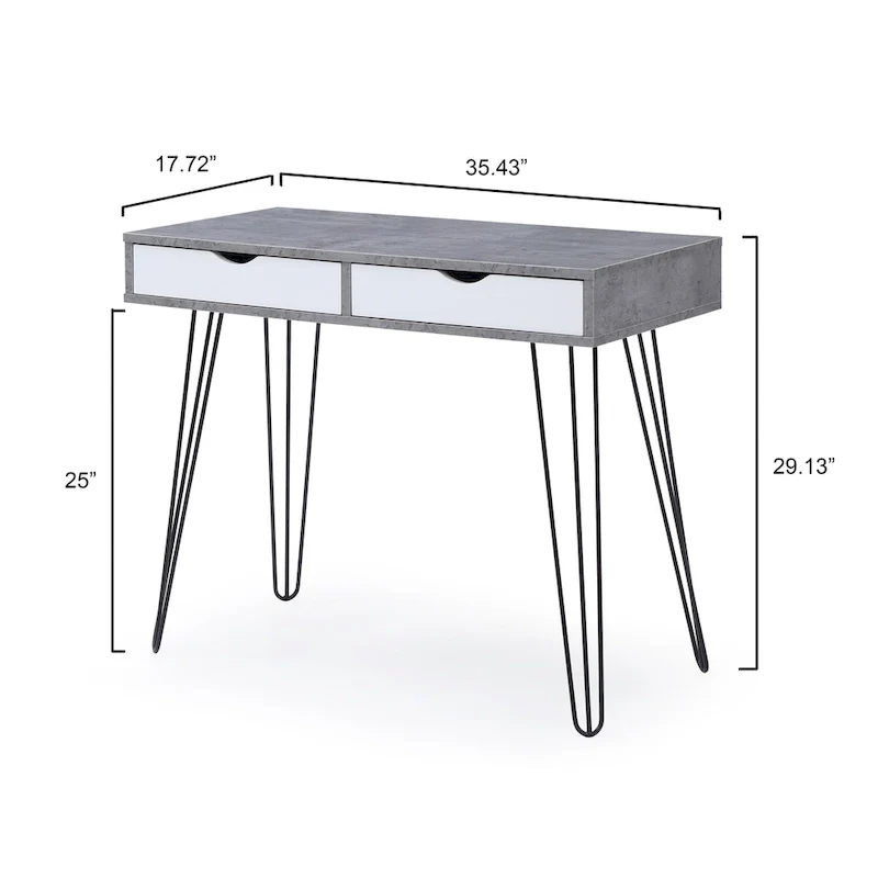 Laurel Grey Mid-century Modern 2-drawer Home Office Desk