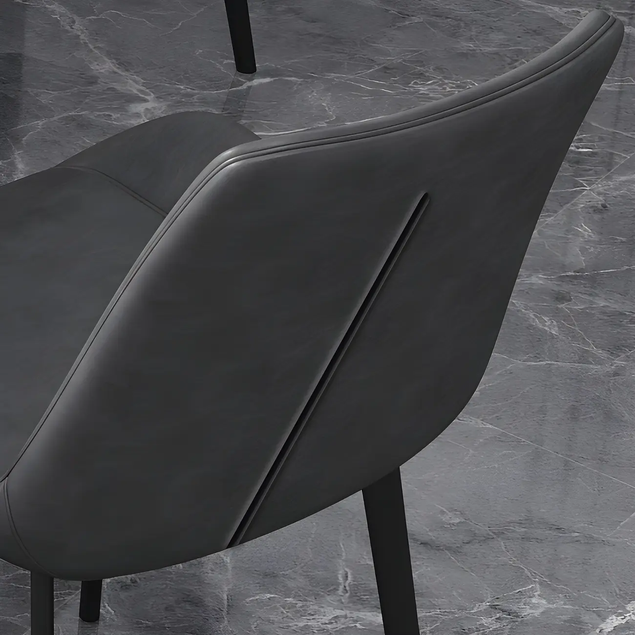 Sloped Armless Leather Upholstered Parsons Dining Chair