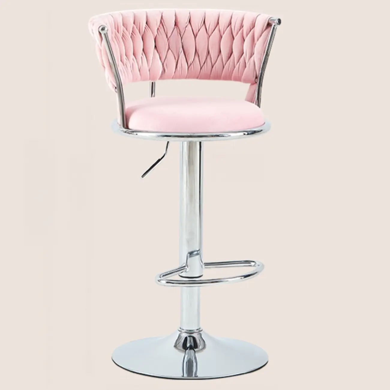 Adjustable Flannel Curved Back Bar Stools with Gold Base