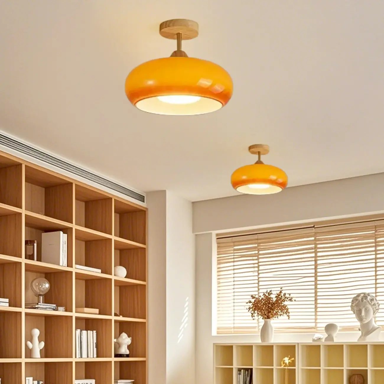 Modern Mini Semi Flush Mount Ceiling Light with Drum Shape