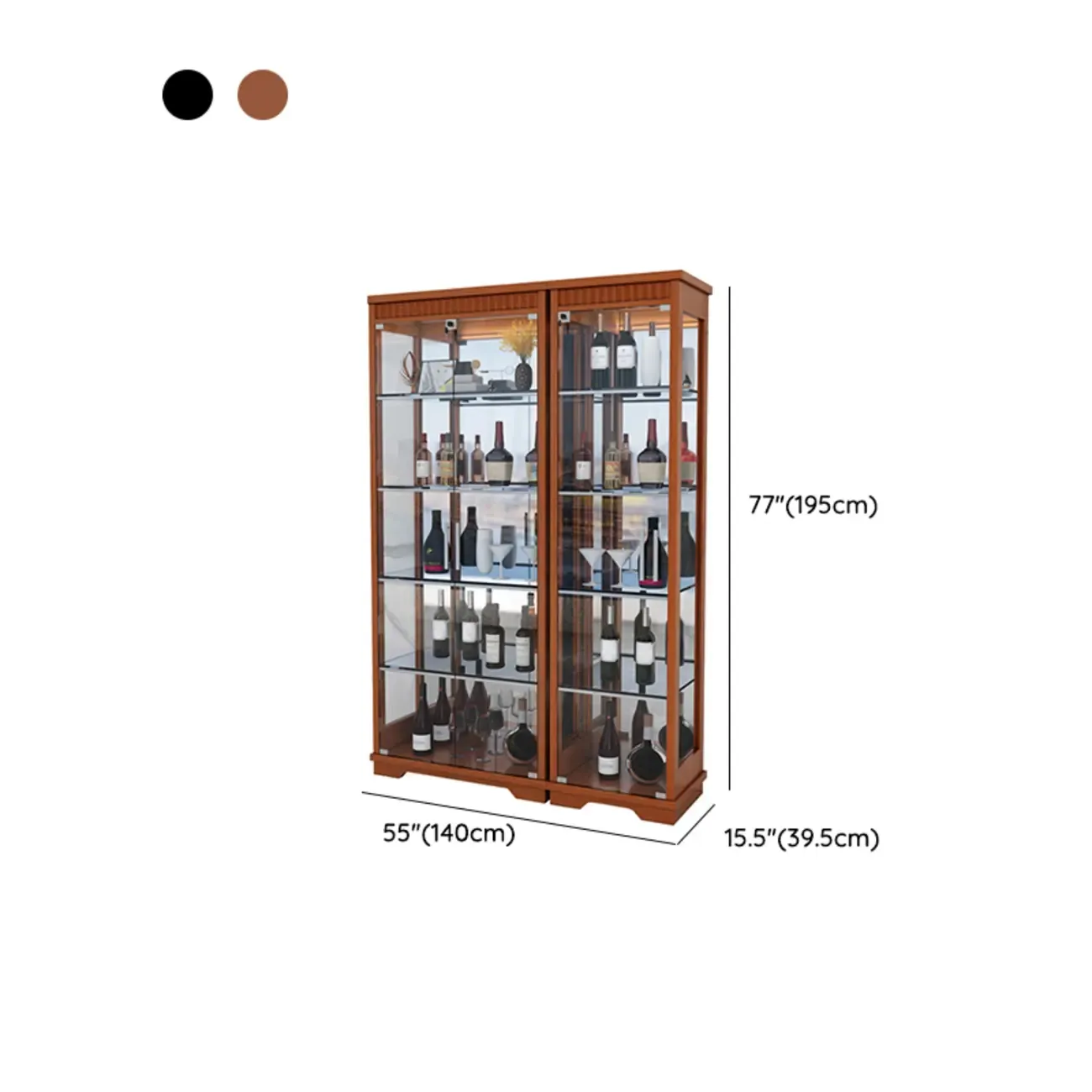 Modern Natural Wood Wine Rack with Glass Shelf