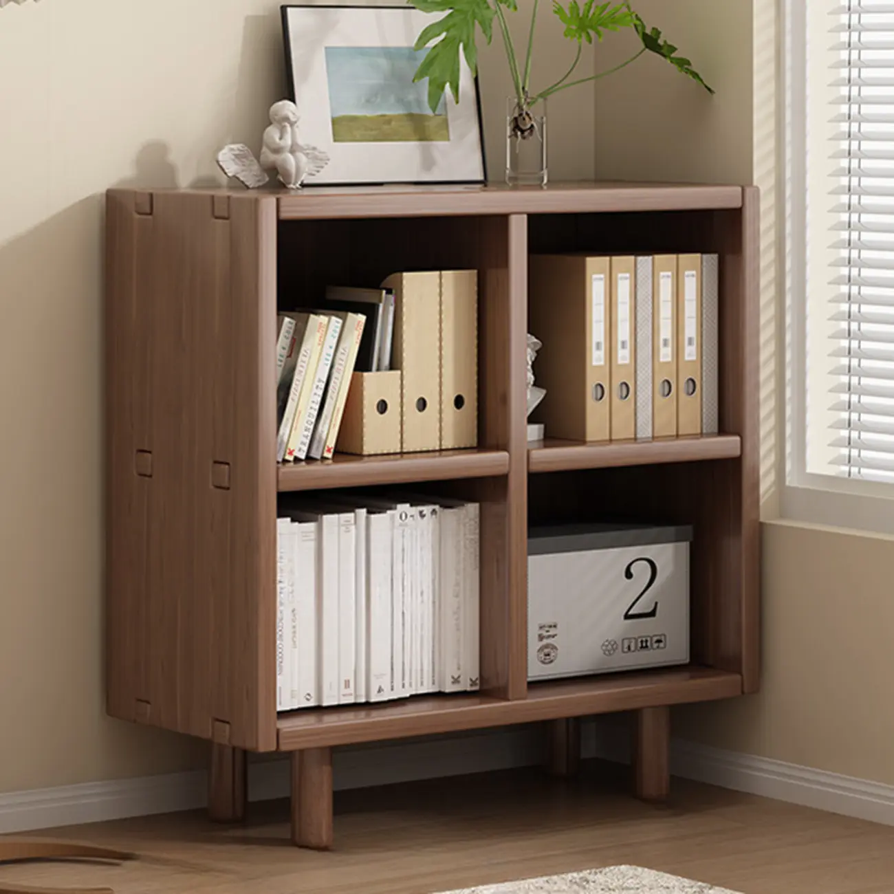 Mid-Century Modern Credenza Walnut Wood Storage Cabinet