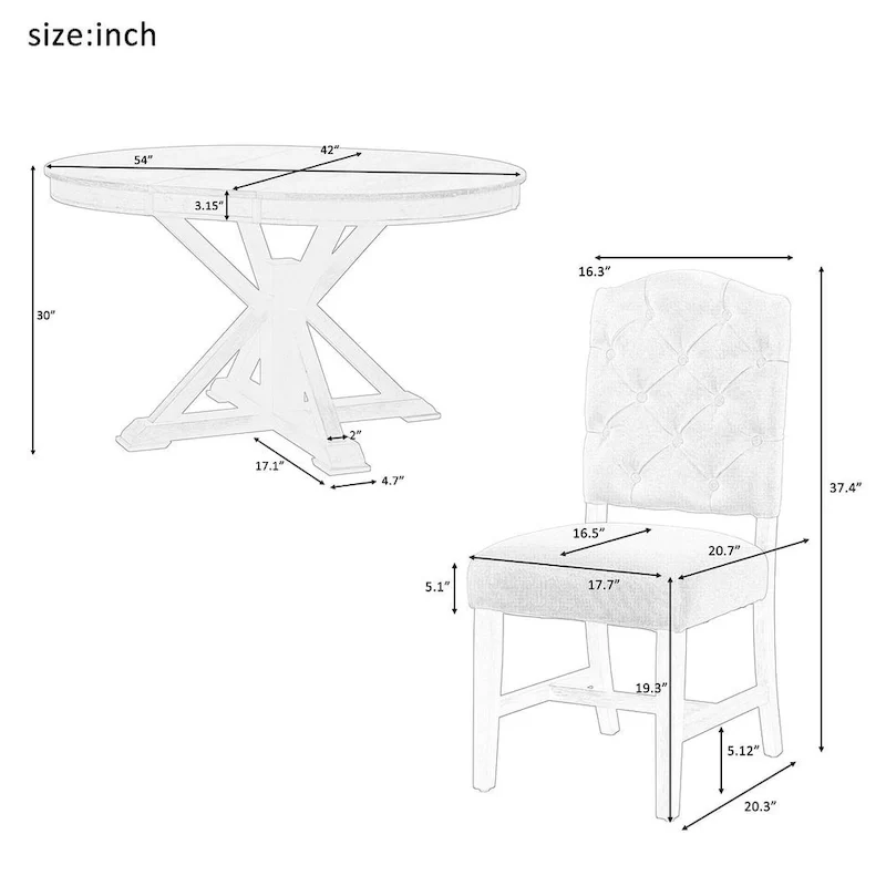 5-Piece Dining Set with Extandable Round Table