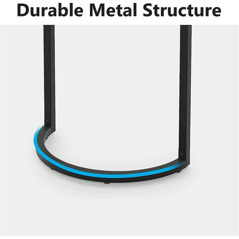 Half Round End Table, Narrow Side Table Slim C Table with Metal Frame