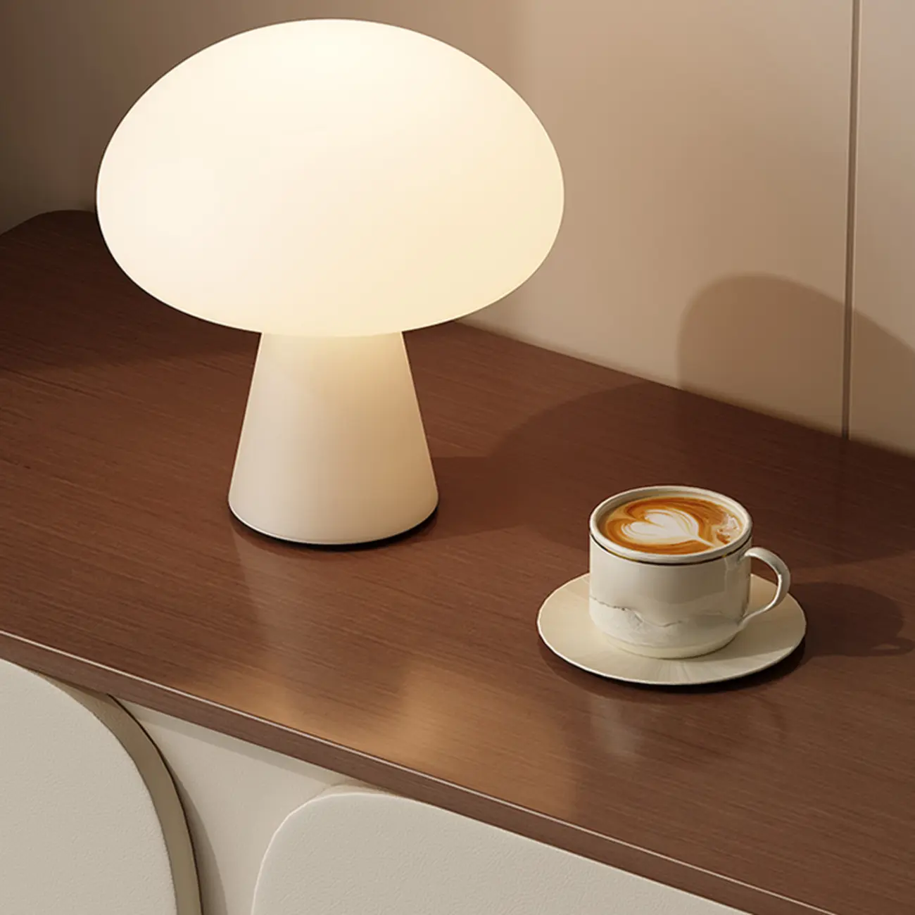 Modern Wooden Bedside Cabinet with Dual Drawers in Cream