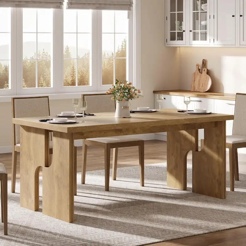 63 Dining Table Rectangle Kitchen Table with Modern Aesthetic Legs