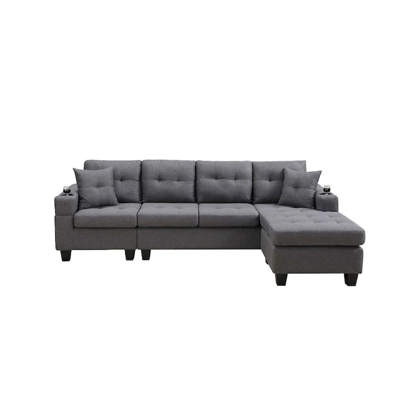 Living room sofa with convertible chaise longue