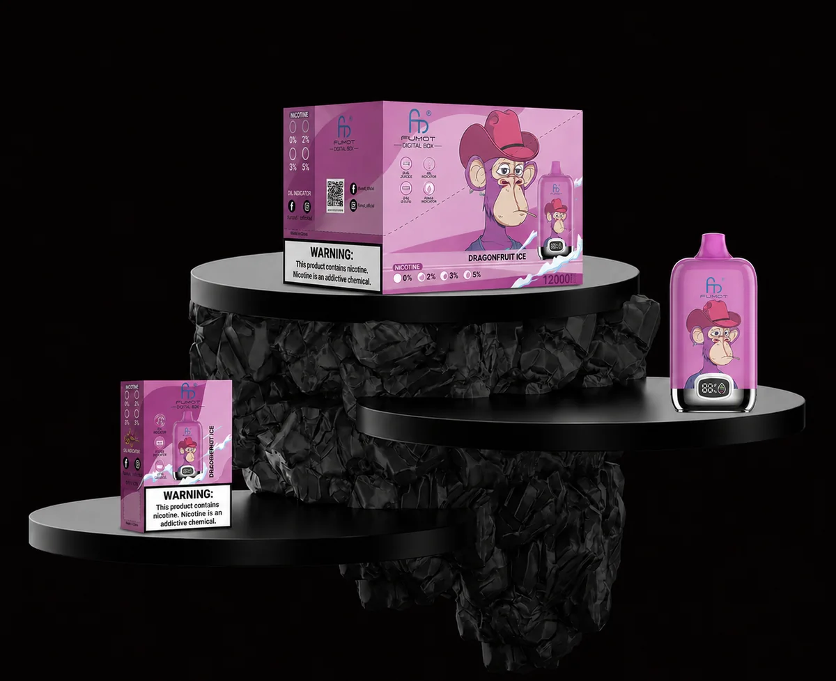 Fumot Digital Box 12000 Dragonfruit Ice Einzelgerät, Retail-Box und Display-Box