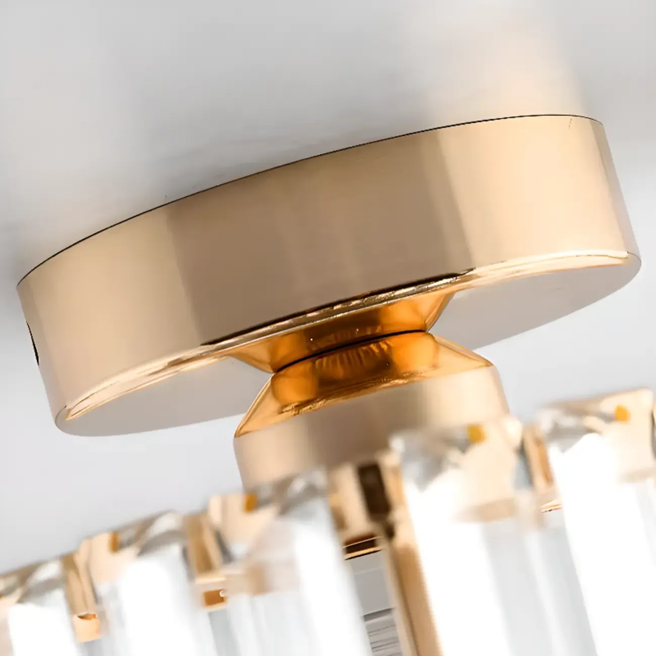 Stylish Square Crystal Semi-Flush LED Ceiling Light