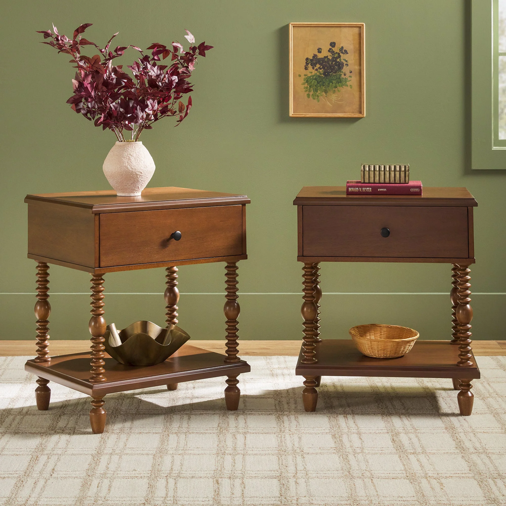 Traditional Vivienne Easy Assembly Solid Wood Nightstand