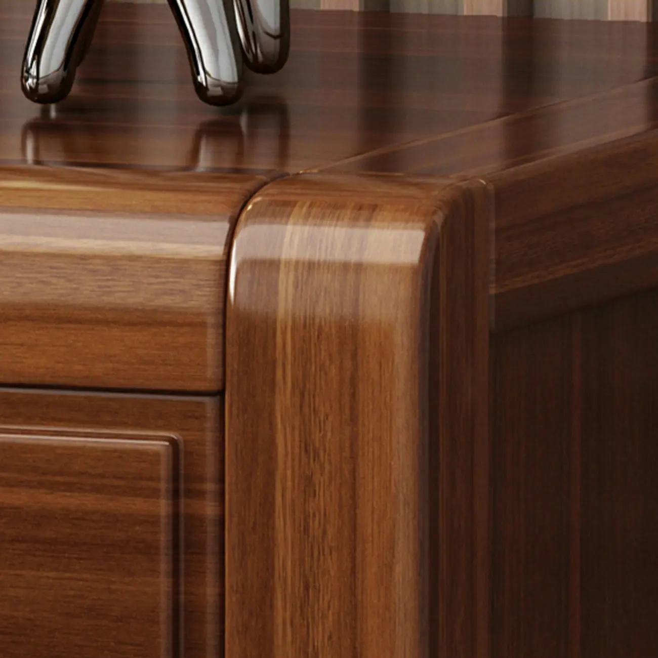 Traditional Nut-Brown 2-Drawer Wood Small Nightstand