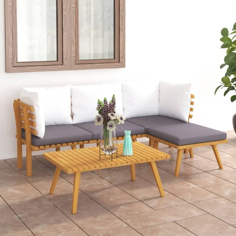 vidaXL Patio Lounge Set Outdoor Sectional Sofa Set Table Solid Wood Acacia - 23.6 x 25.6 x 25.6
