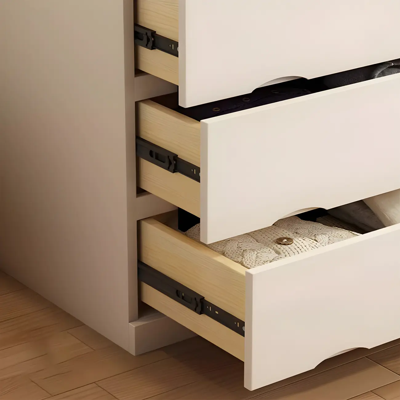 Stylish White Wooden Dressers with Soft Close Drawers
