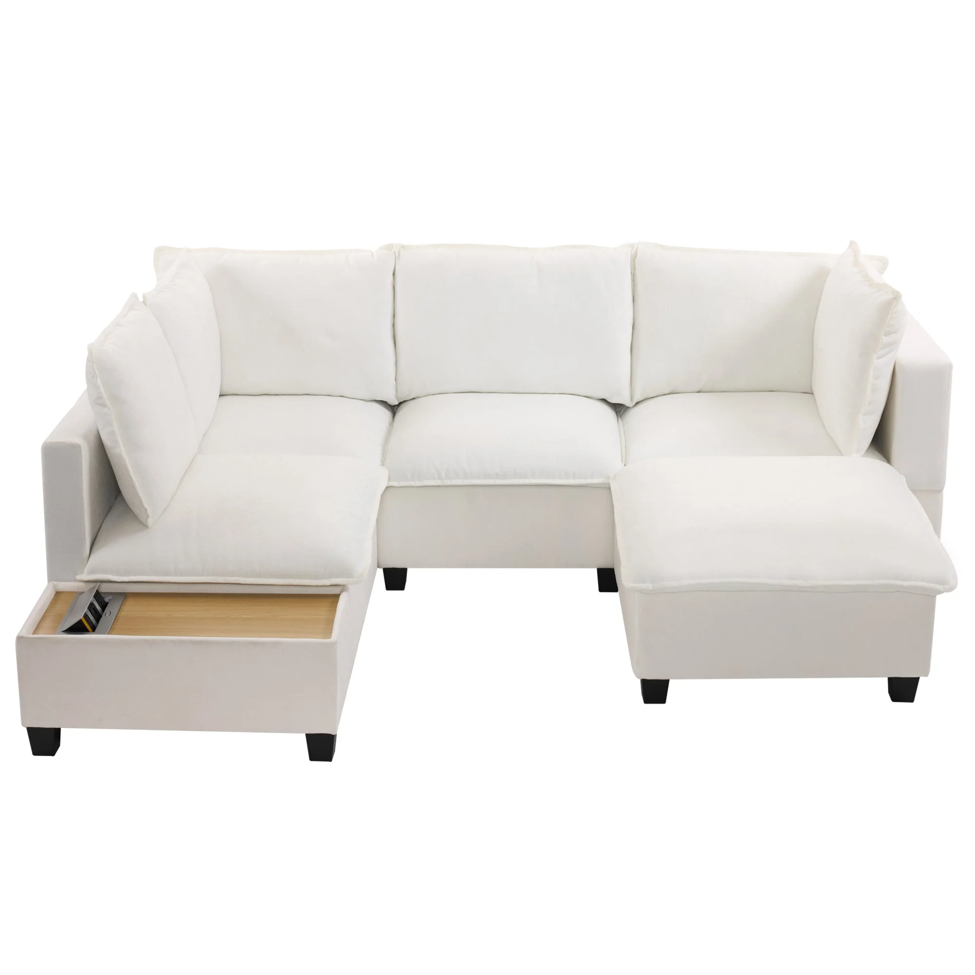 Walker Edison | Cloud Modular U-shaped Sectional Sofa with Ottoman and Coffee Table