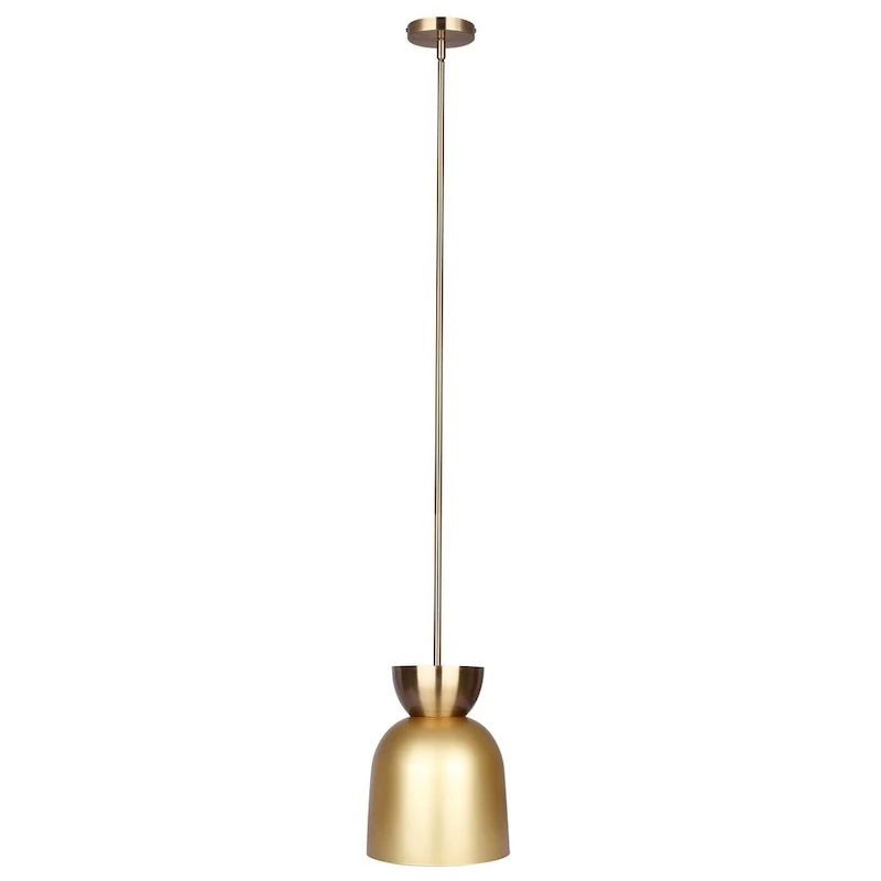 AUREA 60-Watt 1 Light Gold Mid Century Modern Pendant with Gold Metal Shade