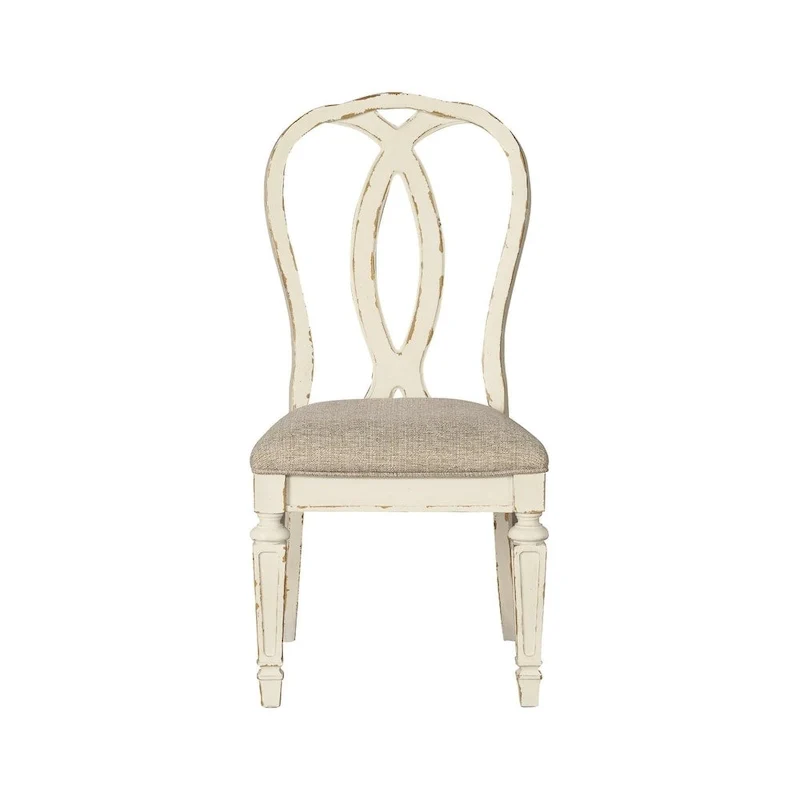 Signature Design By Ashley Realyn Dining Room Chair - Set of 2 - Chipped White - 19.5 W x 24 D x 40.38 H