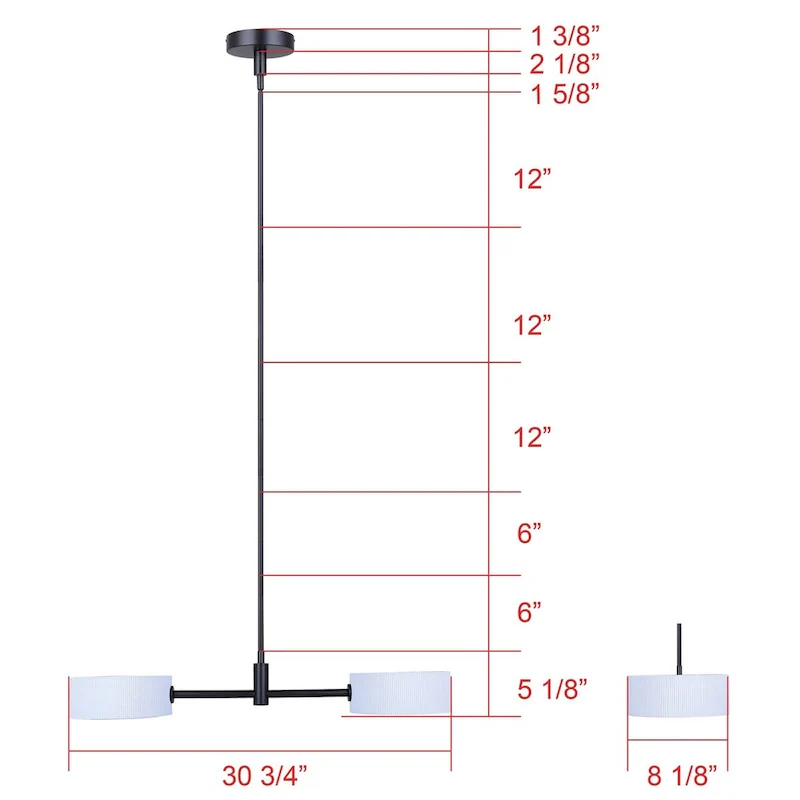 CARMYNN 2 Light Pendant, Black Finish