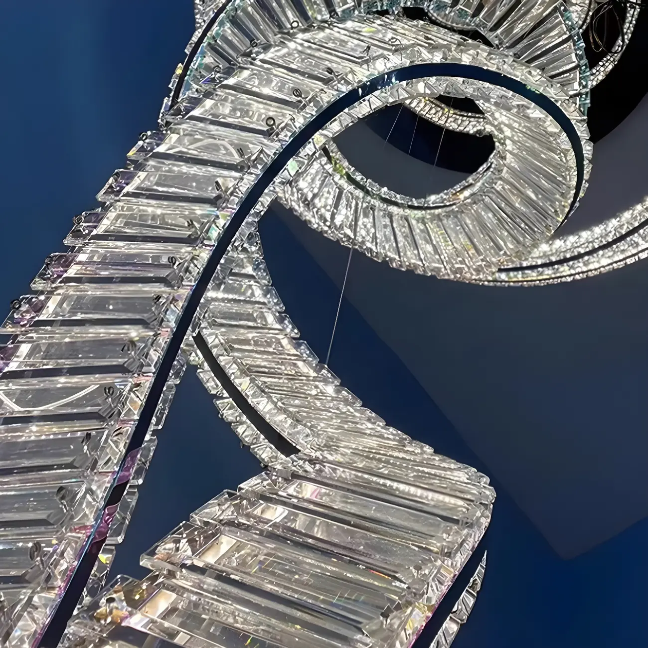 Modern Artistic Spiral Crystal Linear LED Chandelier Dimmable