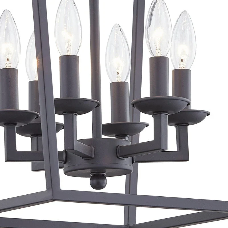 6 - Matte Black/ Gold Light Pendant - 16 x16 x24