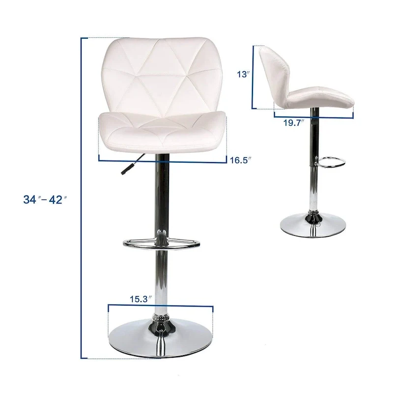 Modern Faux Leather Adjustable Swivel Bar Stools (Set of 2)