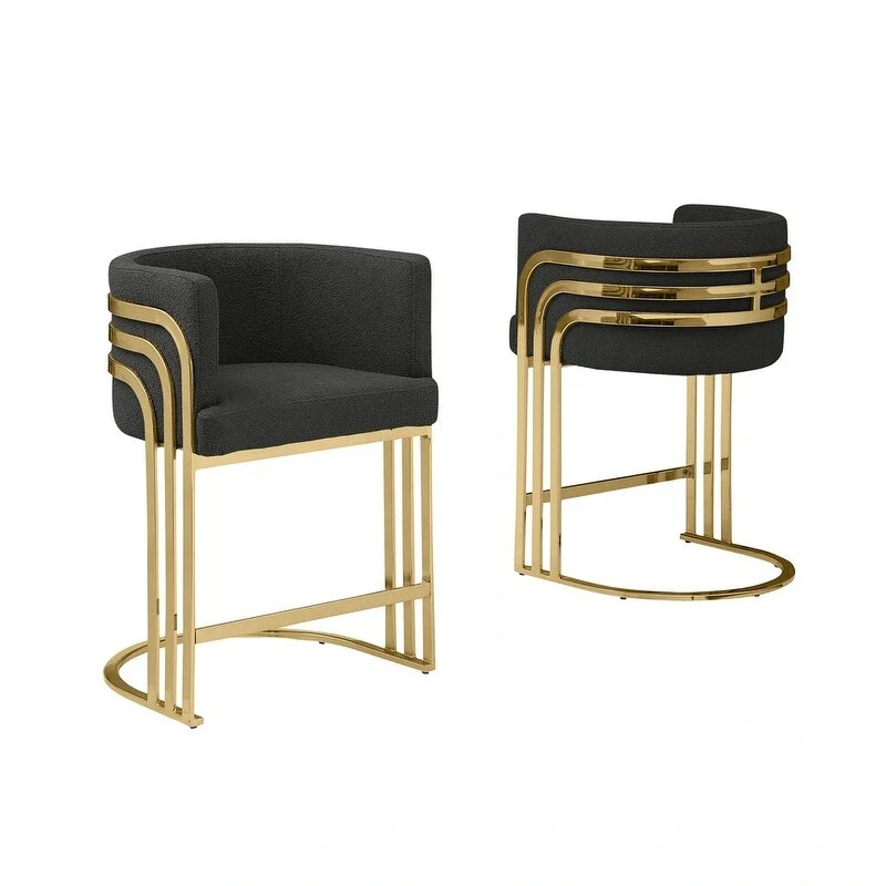 Best Quality Furniture Teddy Fabric Barstool with Gold Chrome Base (Set of 2) - N/A