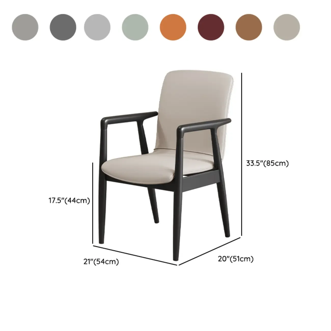 Modern Wood Faux Leather Upholstered Dining Armchair