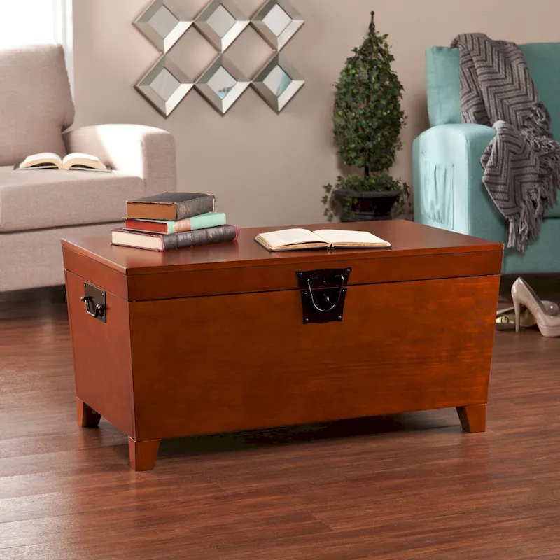 SEI Furniture Liatris Oak Wood Trunk Coffee Table and Set of 2 End Tables