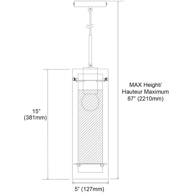 1 Light Incandescent Pendant, Matte Black with Clear / Frosted Glass