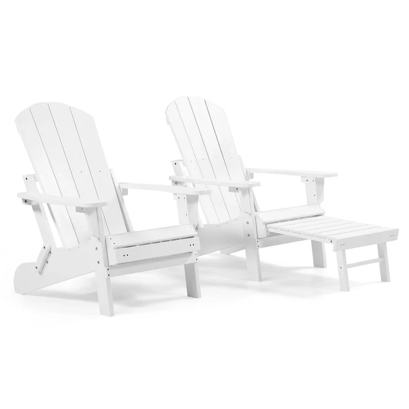 Seaton Folding Poly Adirondack Chair with Pull-out Ottoman, Set of 2